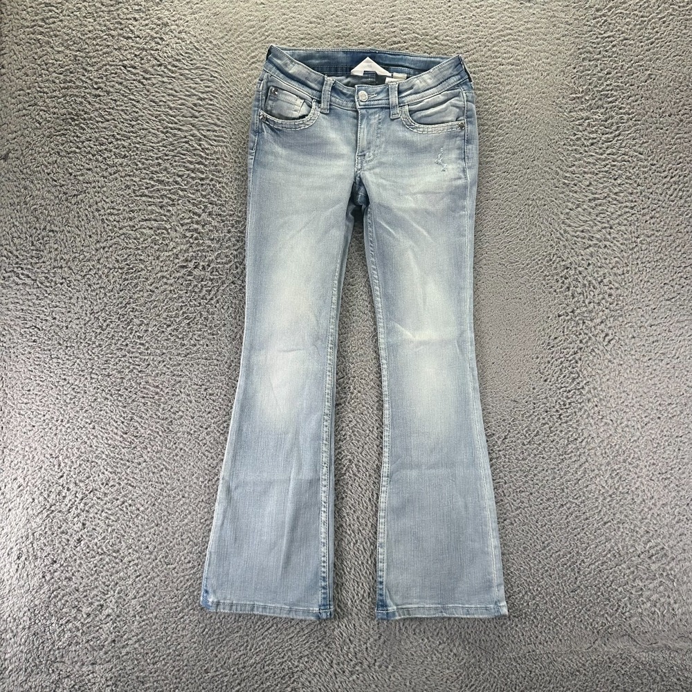 H&M Jeans Girls 14 Blue Cotton Denim Bootcut Leg Cowgirl Western Faded Stretch